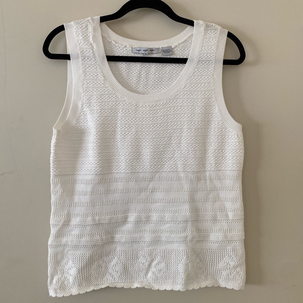 White Sleeveless Knit Top